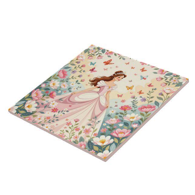 Azulejo Princesa linda con mariposas (Lado)