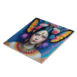Azulejo Princesa mariposa con corona pequeña