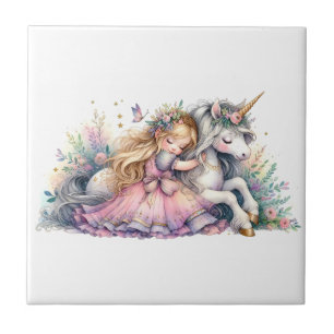 Azulejo Princesa Unicornio Pastel Cuento de Hadas Fantasía