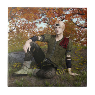Azulejo Príncipe del Bosque de Fantasía de Otoño Retrato