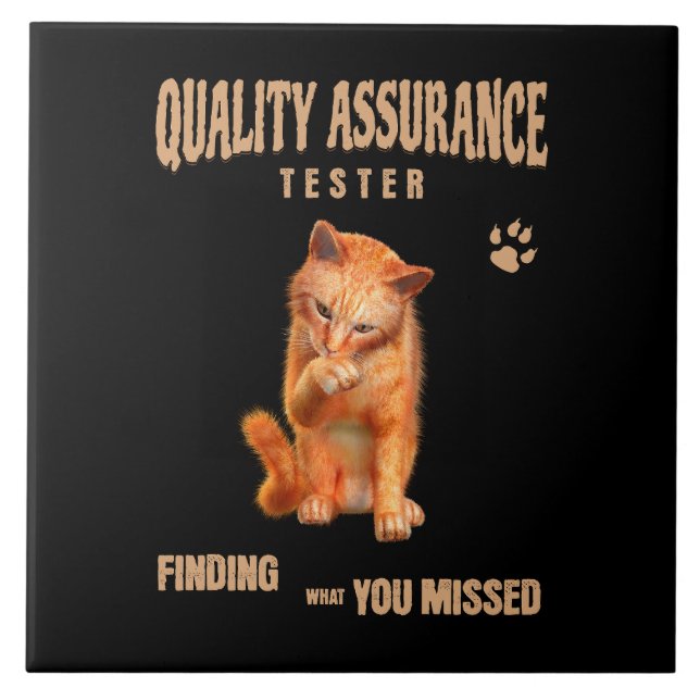 Azulejo Probador de QA Gato Humor (Frente)