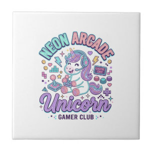 Azulejo Producto Gr de estilo retro de unicornio de neón d