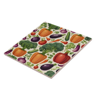 Azulejo Productos vegetales saludables Feliz comida Colecc