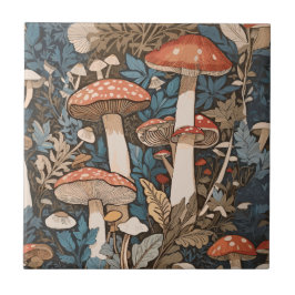 Azulejo Profundo en los hongos del bosque