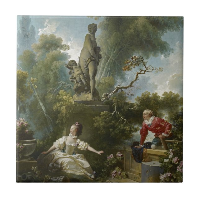 Azulejo Progreso del amor: La cita por Fragonard (Frente)