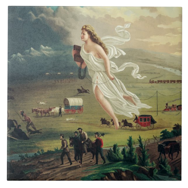 Azulejo Progreso estadounidense por John Gast (Frente)