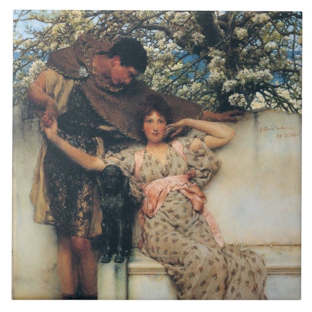 Azulejo Promesa de primavera (por Lawrence Alma-Tadema) (Frente)