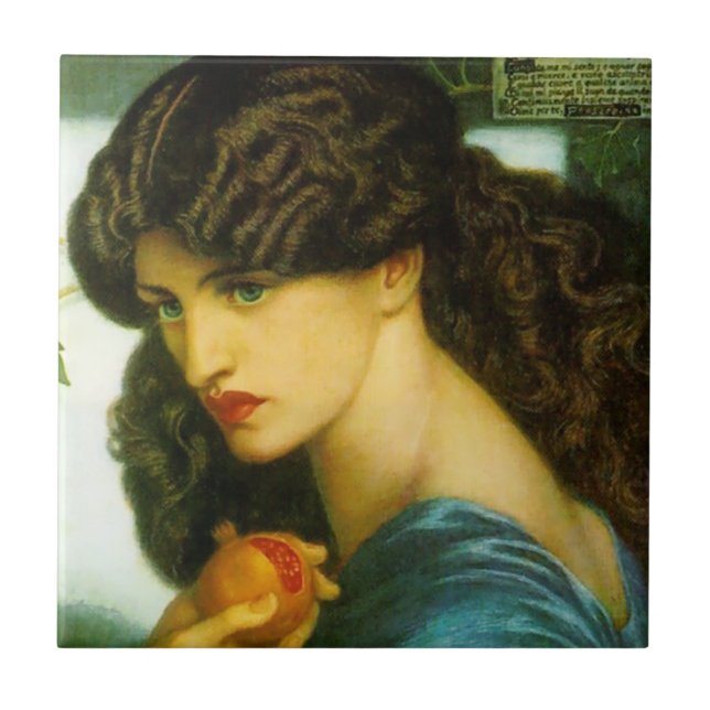 Azulejo Proserpina de Rossetti Pr Raphaelite Tile cerámico (Frente)