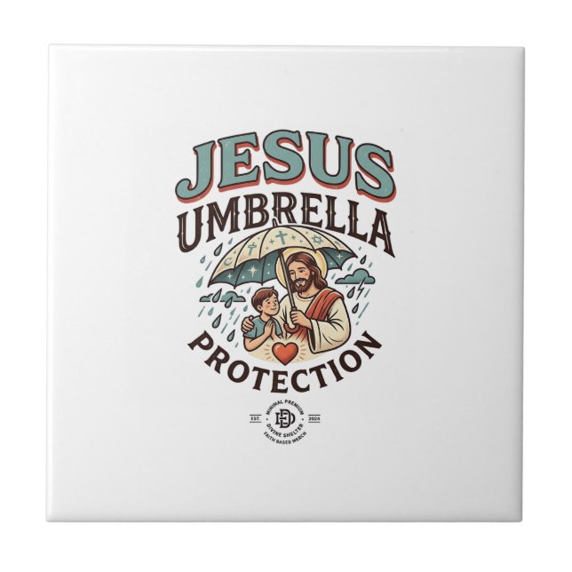 Azulejo Protección de paraguas de Jesús Protección de para (Frente)