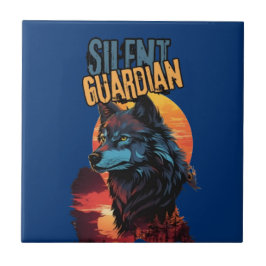 Azulejo Protector solitario: Lobo azul en la escena del at