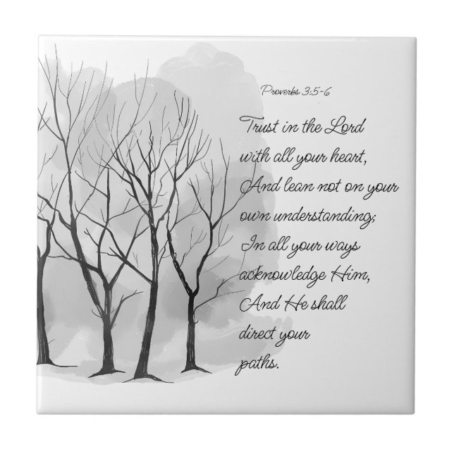 Azulejo Proverbios 3:5-6 Confía en el Señor (Frente)