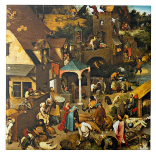 Azulejo Proverbios neerlandeses, por Pieter Bruegel,