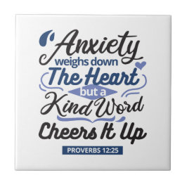 Azulejo Proverbs 12:25 Bible Verse – Kind Word Art