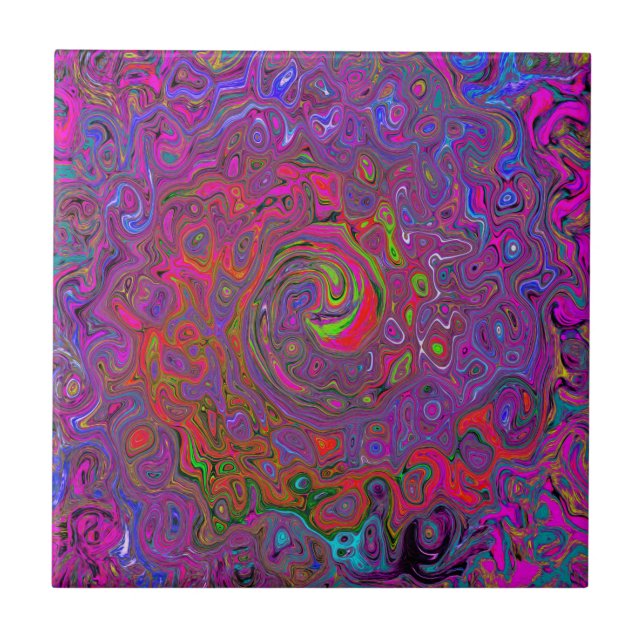 Azulejo Psicodelia Groovy Magenta Retro Bañón Líquido (Frente)