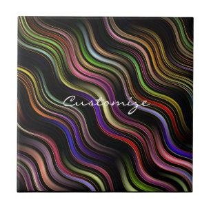 Azulejo Psicodelia hippie ondulada de los años 70 de Groo