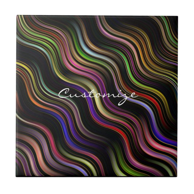 Azulejo Psicodelia hippie ondulada de los años 70 de Groov (Frente)