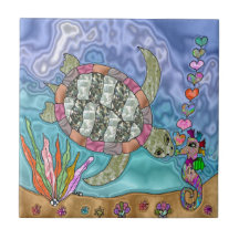 Psicodelia Mar Turtle Seahorse Art