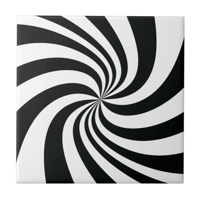 Azulejo Psicodelic Black Swirl Guay Trippy Spiral (Frente)