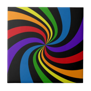 Azulejo Psicodelic Rainbow Swirl Negrita Abstract Wild