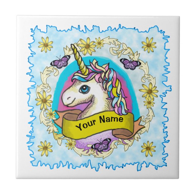 Azulejo Ptil de Whimsy Unicorn (Frente)