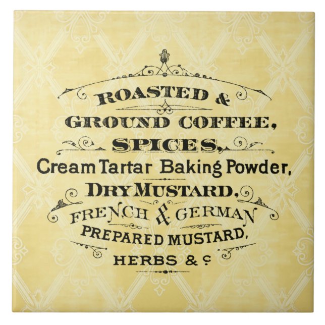 Azulejo Publicidad de cosecha de tipografía y especias (Frente)