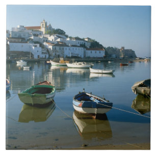 Azulejo Pueblo de pescadores de Ferragudo, Algarve, Portug