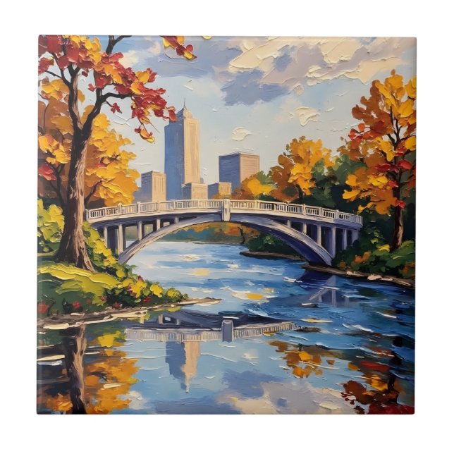 Azulejo Puente Blanco de Indianapolis Sobre el Río Blanco (Frente)