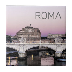 Azulejo Puente Castel Sant'Angelo Roma Italia Atardecer