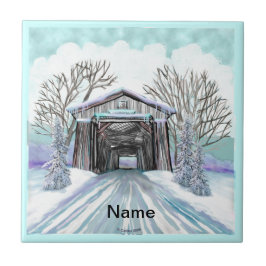 Azulejo Puente cubierto de invierno