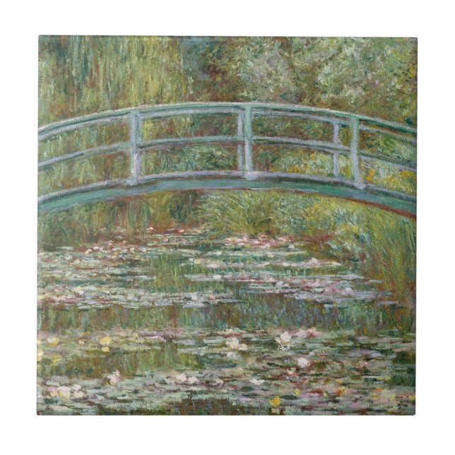 Azulejo Puente de arte monet sobre un estanque de lirios d (Frente)