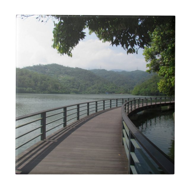 Azulejo Puente de bicicleta sobre el agua (Frente)