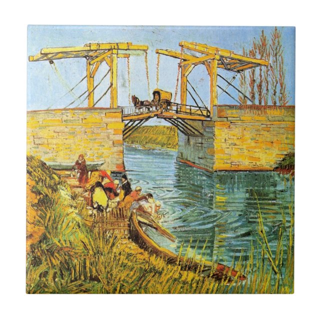 Azulejo Puente de Langlois en Arles por Vincent van Gogh (Frente)