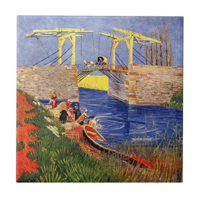 Azulejo Puente de Langlois en Arles por Vincent van Gogh (Frente)