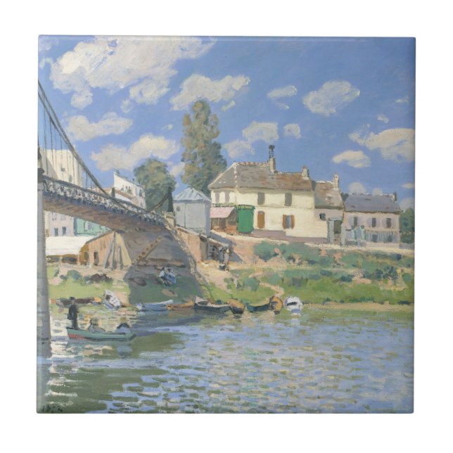 Azulejo Puente en Villeneu por Sisley Impresionist Paint (Frente)