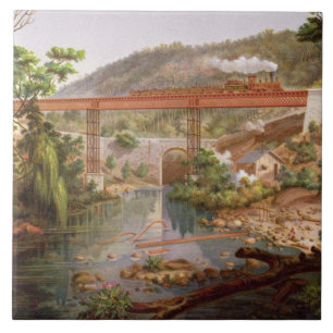 Azulejo Puente ferroviario en Atoyac, del 'álbum del Mexic