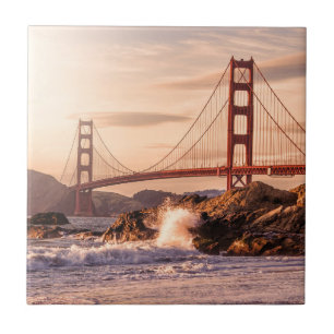 Azulejo Puente Golden Gate de la playa del panadero