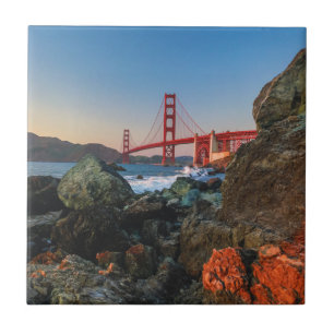 Azulejo Puente Golden Gate en la oscuridad el San