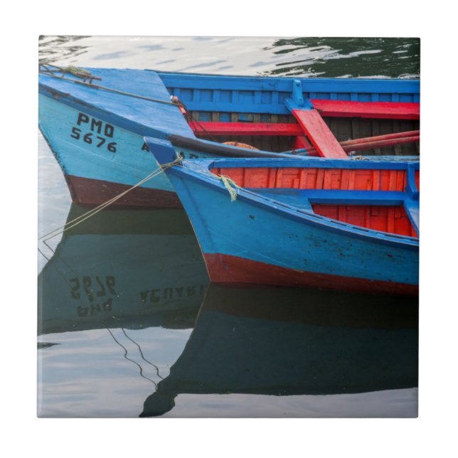Azulejo Puerto de Angelmo, barcos pesqueros. (Frente)