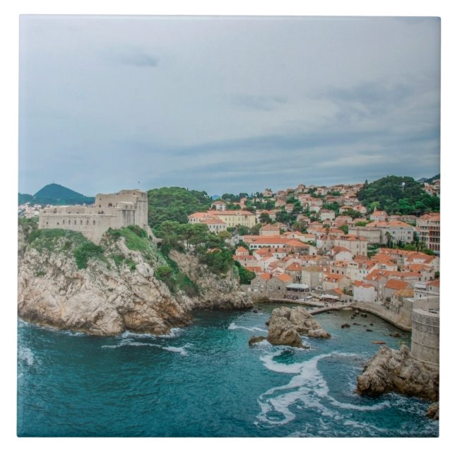 Azulejo Puerto de Dubrovnik y centro de la ciudad (Frente)