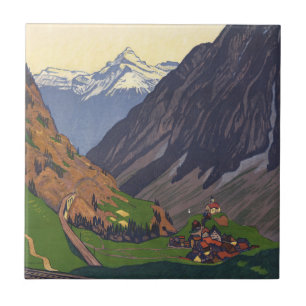 Azulejo Puerto de Gotthard paso de montaña en los Alpes