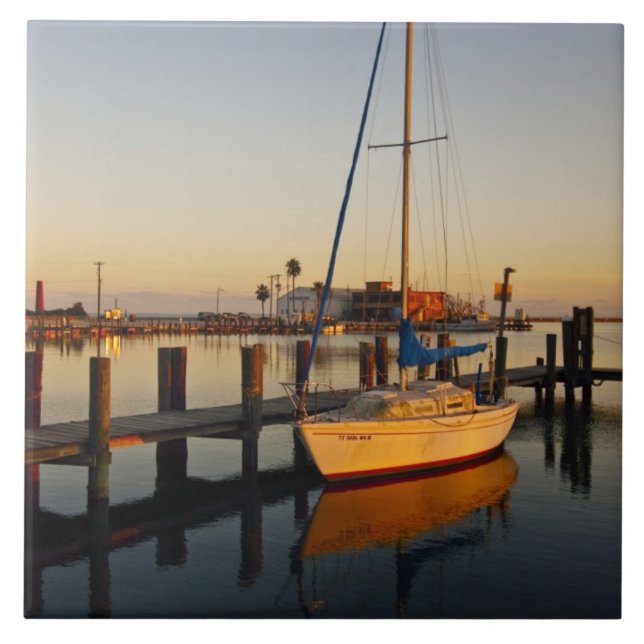 Azulejo puerto de Rockport, Texas al atardecer (Frente)