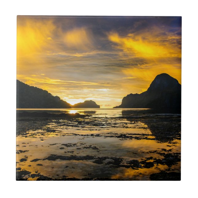 Azulejo Puesta De Sol De La Bahía De El Nido (Frente)