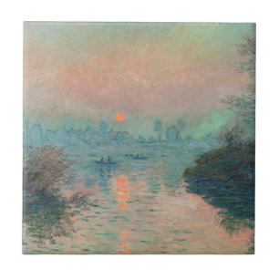 Azulejo Puesta de sol de Monet en el Sena Impresionismo de