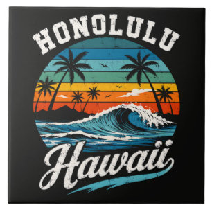 Azulejo Puesta de sol de surf de Honolulu Hawaii