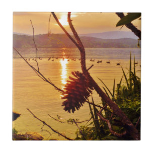Azulejo Puesta de sol en el lago Pinecone