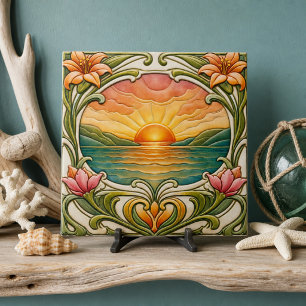 Azulejo Puesta de sol junto al mar Art Nouveau