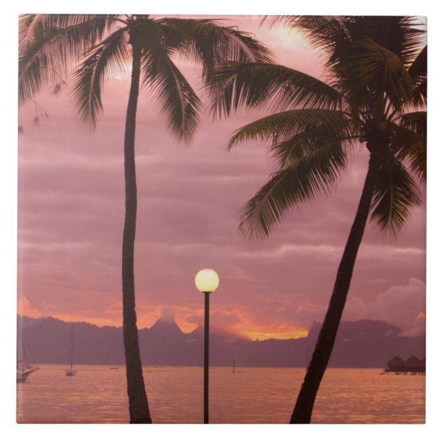 Azulejo Puesta de sol sobre Moorea desde Sofitel Maeva Bea (Frente)