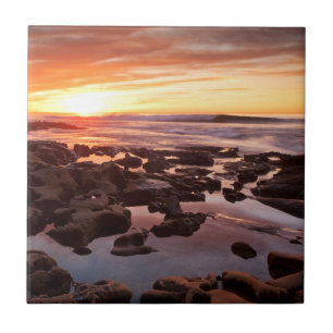 Azulejo Puesta de sol sobre piscinas de marea