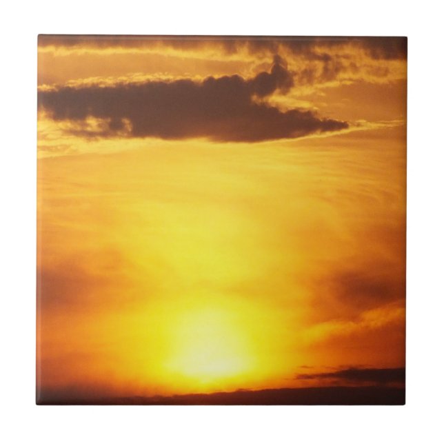 Azulejo puesta de sol, sol, cielo, paisaje, amanecer, vera (Frente)