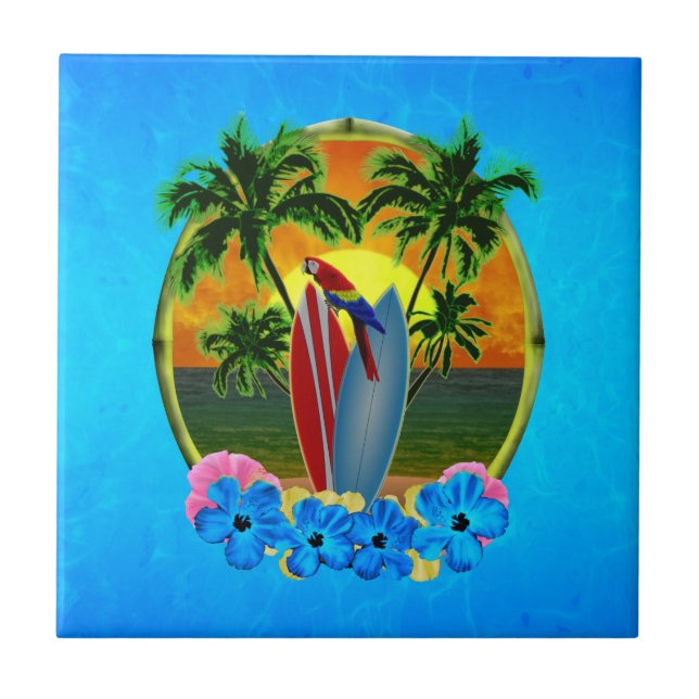Azulejo Puesta del sol tropical (Frente)